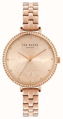 Ted Baker Damen-Daisen-Armband aus roségoldfarbenem Edelstahl mit roségoldfarbenem Zifferblatt BKPDSS304
