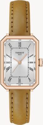 Tissot Kwarcowy mechanizm Srv (21,8 mm) ze srebrną tarczą słoneczną / brązowym paskiem skórzanym T1601103603300