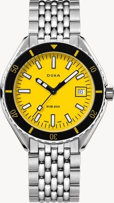 DOXA SUB 200 Divingstar (42mm) Yellow Iconic Dial / Stainless Steel Rice-Grain Bracelet 799.10.361.10
