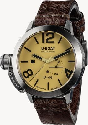 U-Boat CLASSICO U-46 AS1(46mm) Beige Dial / Dark Brown Aged Leather Strap Watch 4647