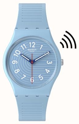 Swatch Le linee trendy nel cielo pagano! (34 mm) quadrante blu/cinturino in silicone blu SO28S104-5300