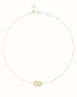 Guess Blooming Summer Ladies Gold Tone Interlink Disc Necklace UBN05219YG