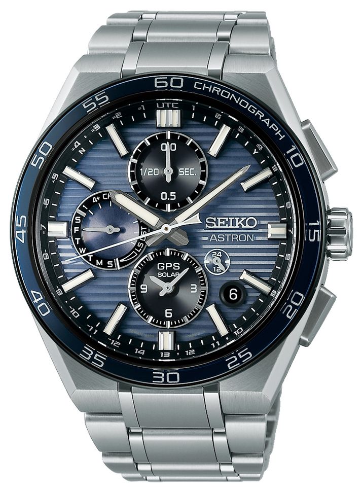 Seiko Chronographe solaire Astron Â«Â bleu ardoiseÂ Â» 5x montre