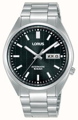 Lorus 运动自动日期/日期 100m (41mm) 黑色太阳纹表盘 / 不锈钢 RL491AX9