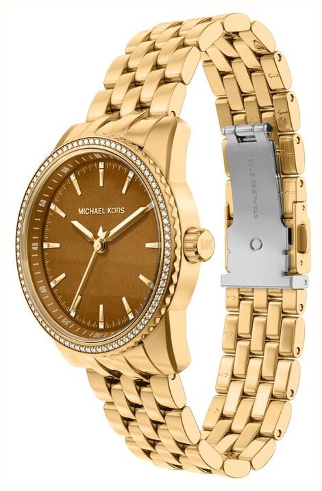 Michael Kors Women's Bryant Three Hand Brown Dial Golden Stainless Steel Bracelet MK7681 - alternate view 3