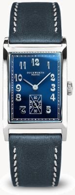 Duckworth Prestex Centenary (24 mm) blaues rechteckiges Zifferblatt / blaues Lederarmband D803-03-D