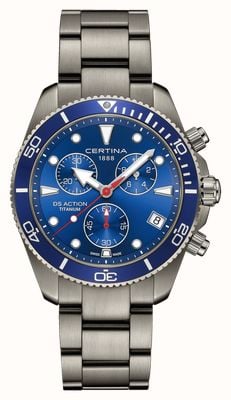 Certina Dsアクションクロノクォーツ（42mm）ブルーダイヤル／チタンブレスレット C0484174404100