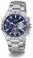 Guess Men's Blake Blue Sunray Dial Silver-Tone Stainless Steel Bracelet GW1122G1 - vista alternativa 2