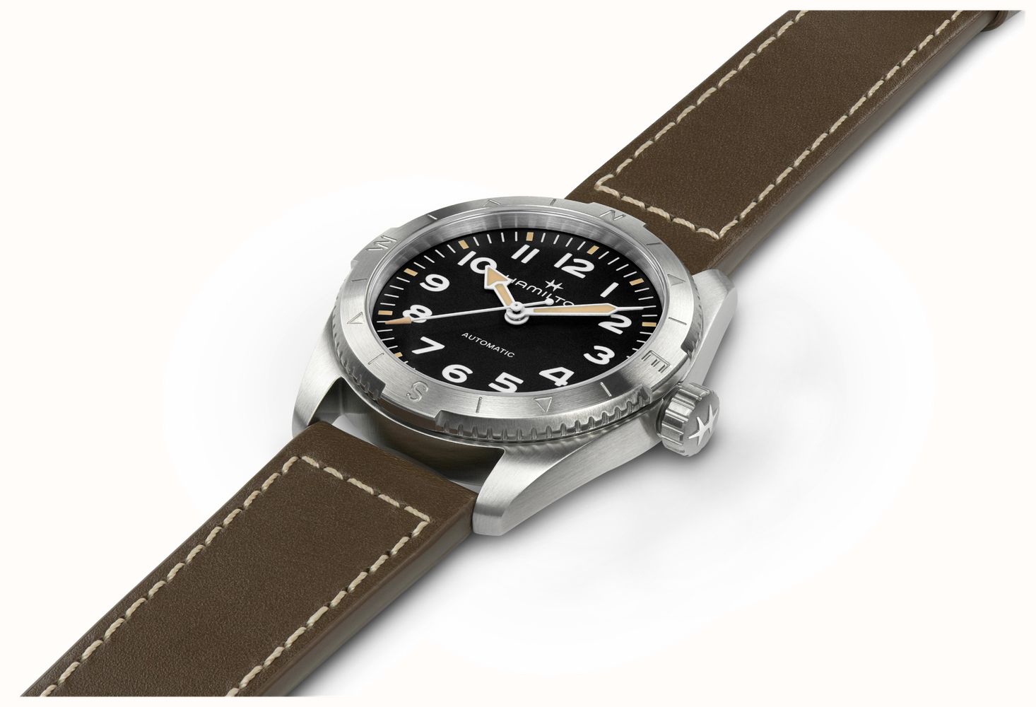 Hamilton Khaki Field Expedition Automatic 37mm Black Dial Green Leather Strap H70225830