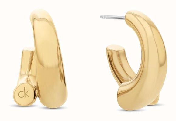 Calvin Klein Ladies Gold Tone Spiral Hooped Earrings 35000765