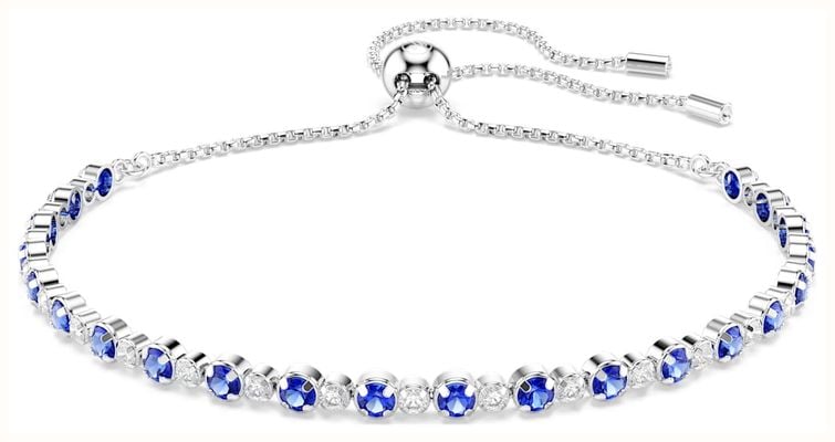 Swarovski Matrix Tennis Bracelet, Mixed Round Cuts, Blue, Rhodium Plated 5725854