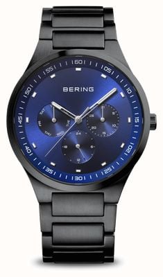 Bering Classic | homens | escovado preto | mostrador azul 11740-727