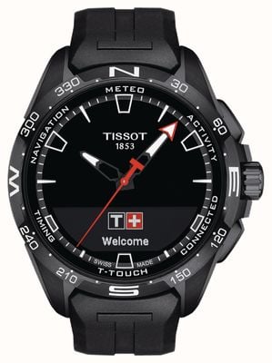 Tissot T-Touch Connect Solar-PVD-Titan (47,5 mm), schwarzes Zifferblatt / schwarzes Synthetikarmband T1214204705103