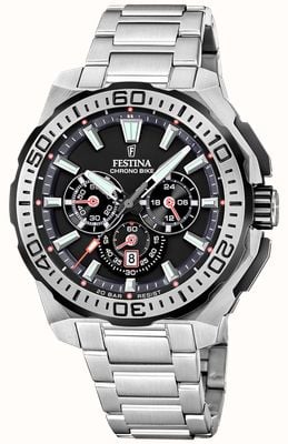 Festina Chrono Bike 2025 (45.5mm) Black Dial / Stainless Steel Bracelet F20724/7