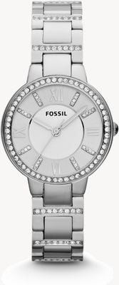 Fossil Virginie des femmes | cadran argenté | ensemble en cristal | bracelet en acier inoxydable ES3282