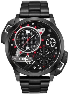 STORM Dualaton schieferrot (47 mm) schwarzes Zifferblatt / schwarzes Edelstahlarmband 47539/SL/R