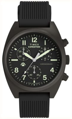 Timex エクスペディション・キャップストーン・クロノグラフ（41mm）ブラックダイヤル／ブラックシリコンストラップ TW2Y61000