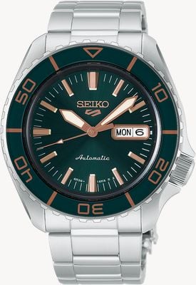 Seiko 5 Sports SKX SNZH Automatic (42.5mm) ‘Tweed Green’ Dial / Stainless Steel Bracelet Watch HDB005K1