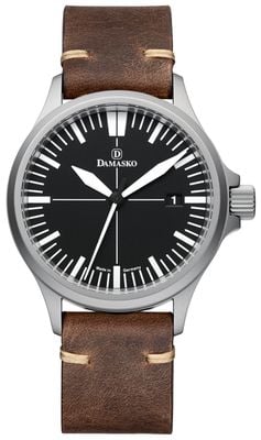 Damasko Relógio Ds30 automático de três mãos (39mm) mostrador preto / pulseira de couro moca vintage DS30 VINTAGE MOCHA LEATHER