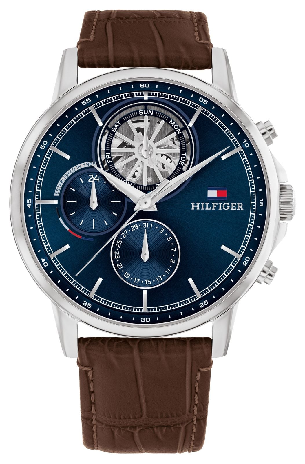 Tommy Hilfiger Stewart en cuir marron foncÃ© avec montre