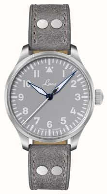 Laco 奥格斯堡格劳自动腕表（39毫米）灰色表盘/灰色皮革表带 862161
