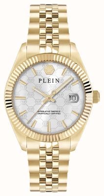 Philipp Plein DATE SUPERLATIVE Quartz (34mm) Silver Dial / Gold PVD Stainless Steel Br PWYFA1026