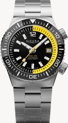 Sicura Montre Hexa 400 automatique réédition (40mm) cadran noir mat / bracelet acier inoxydable H400.SS.A.40ATM.01.SS