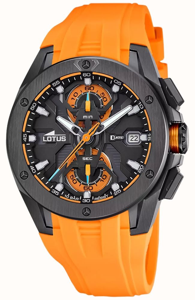 Lotus Vortex Quartz Chronograph (44mm) Black & Orange Dial