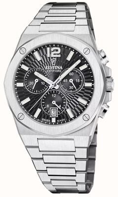 Festina Swiss Made Vallée Quartz Chronograph (42mm) Black Dial / Stainless Steel Bracelet F22002/4
