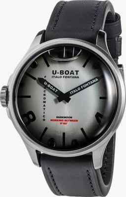 U-Boat Darkmoon kama ss (46,5 mm) photochromisches grau-violettes Soleil-Zifferblatt / schwarzes Kalbsleder-Armband Uhr 3338