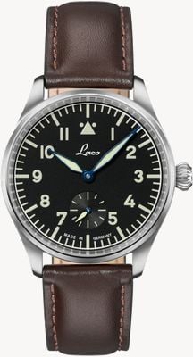 Laco Ulm 39 (39 mm) schwarzes Zifferblatt / braunes Lederarmband 862172