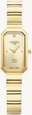 Roamer Olivia diamant quartz (18 x 29 mm) goudkleurige wijzerplaat / goudkleurig PVD-roestvrijstalen armband 627845 48 39 20