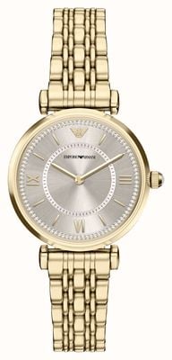 Emporio Armani Gianni T-Bar (32mm) Gold Dial / Gold PVD Stainless Steel Bracelet AR11766
