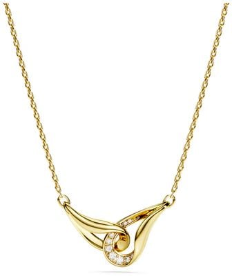 Swarovski Classica pendant Round cut, Interlocking, White, Sterling silver, 18K gold finish 5745560