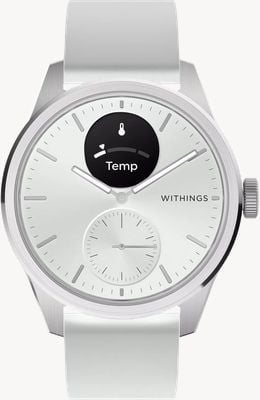 Withings Scanwatch 2 - montre connectée hybride avec ECG (42 mm), cadran hybride blanc / bracelet en silicone gris HWA10-MODEL 5-ALL-INT