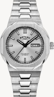 Rotary 运动型自动机械（40 毫米）银色太阳光表盘/不锈钢表链 GB05490/06