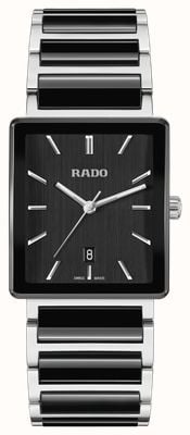 RADO Mouvement à quartz intégral (31,5 mm), cadran noir brossé, bracelet en céramique haute technologie noire et acier. R20255162