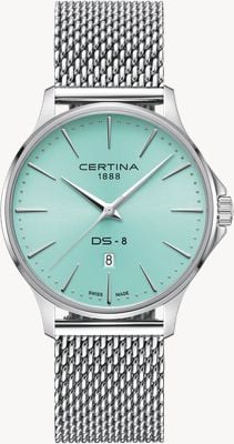 Certina Jasnoniebieska tarcza DS-8 (40 mm) i bransoleta typu Milanese ze stali nierdzewnej C0454101135100
