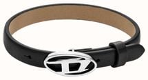 ★DIESEL★ Oval D Logo Leather Bracelet DX1516040 Diesel DX1516040 Bracelet | Black | FARFETCH