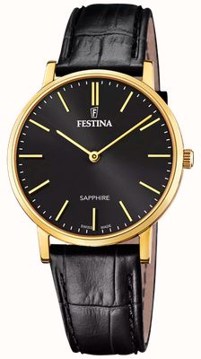 Festina Swiss Made Classic Quartz (39.3mm) Black Dial / Black Leather Strap F20016/3