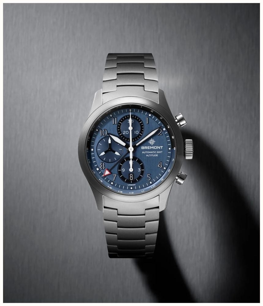 Bremont Altitude Chronograph GMT Automatic (42mm) Brushed Blue Galvanic Metal Dial / Stainless Steel Strap Watch ALT42-CHR-G-SS-BL-B - alternate view 6