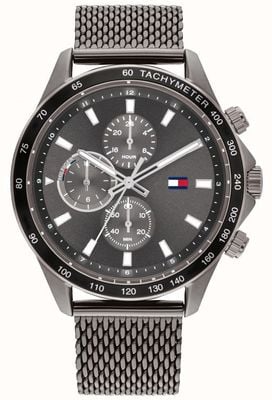 Tommy Hilfiger Uomo | quadrante cronografo grigio | bracciale in maglia di acciaio grigio 1792019