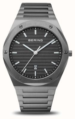 Bering Reloj clásico para hombre (42 mm) con esfera gris y brazalete de acero inoxidable gris. 19742-777