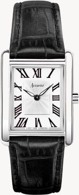 Accurist Rectangle Womens | White Dial| Black Leather Strap 71001