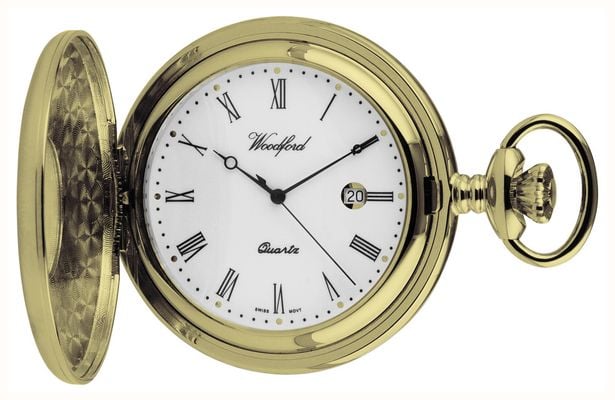 Woodford montre de poche demi-chasseur à quartz plaquée or 1212GOLD