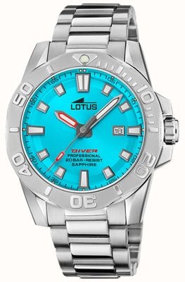 Lotus Montre de plongée pour homme (44,5 mm) cadran bleu / bracelet en acier inoxydable L18926/2