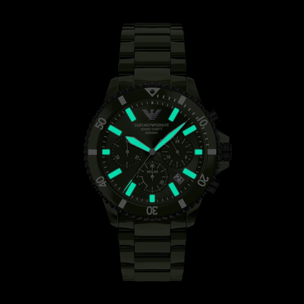 Emporio Armani Solar Chronograph (44mm) Green Dial / Green Ceramic Bracelet AR70023 - alternative Ansicht 5