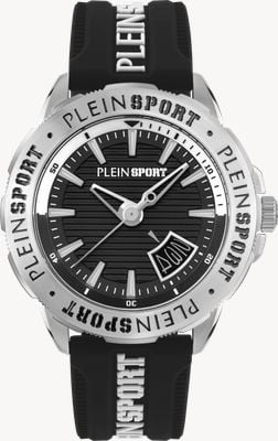Plein Sport RAMPAGE Date (44mm) Black  Dial / Black & White Silicone Strap PSGDA0424