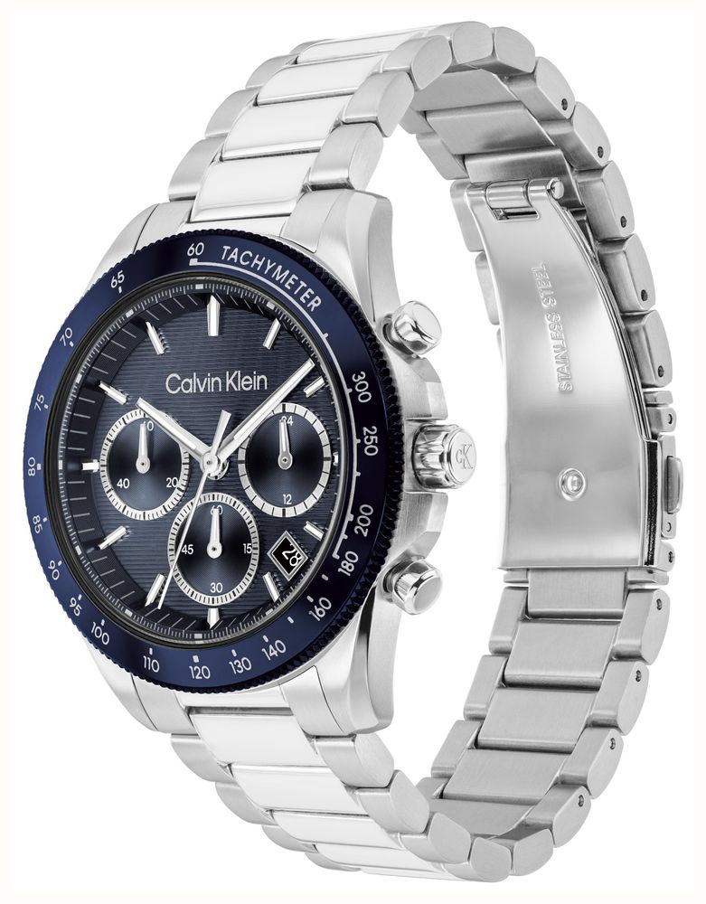 Calvin Klein Sport Luxe Quartz Chronograph (40mm) Blue Dial / Stainless Steel Bracelet 25200607 - vista alternativa 2