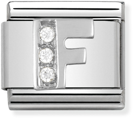 Nomination Classic Letter F Sterling Silver & Steel Cubic Zirconia Charm 330301/06